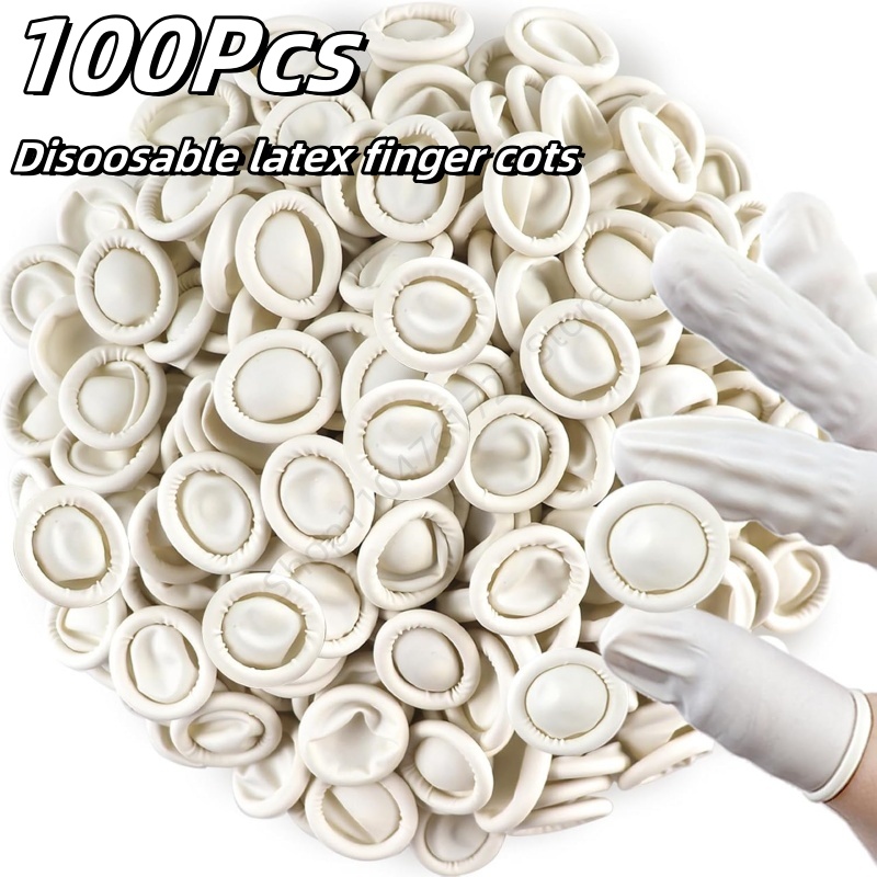 Latex Disposable Glove - 100 Protège-doigts jetables en caoutchouc, antidérapants,